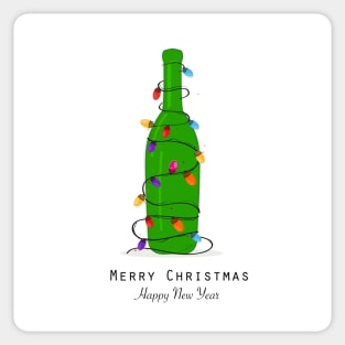 Christmas bottle with colorful christmas light bulb Sticker